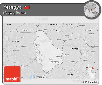 Silver Style 3D Map of Yesagyo
