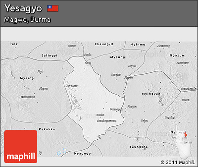 Silver Style 3D Map of Yesagyo