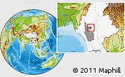 Physical Location Map of Yesagyo, highlighted country, highlighted parent region
