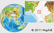 Physical Location Map of Yesagyo, highlighted country