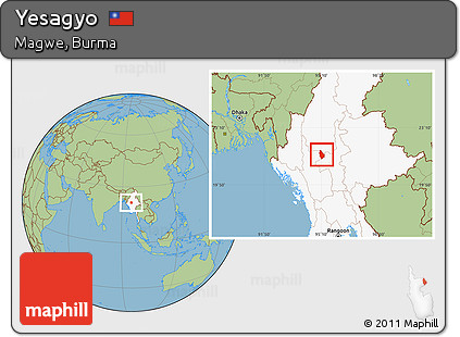 Savanna Style Location Map of Yesagyo, highlighted country