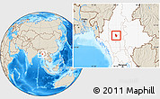 Shaded Relief Location Map of Yesagyo, highlighted country