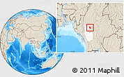 Shaded Relief Location Map of Yesagyo, highlighted parent region