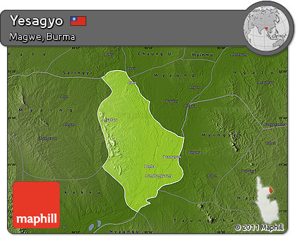 Physical Map of Yesagyo, darken