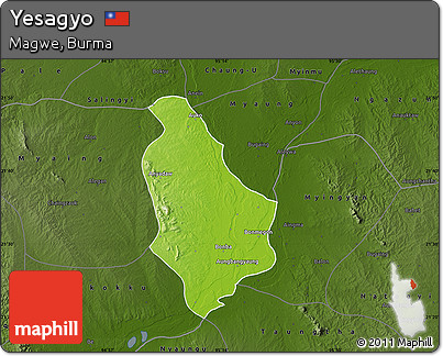 Physical Map of Yesagyo, darken