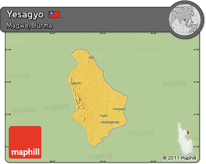 Savanna Style Map of Yesagyo, single color outside