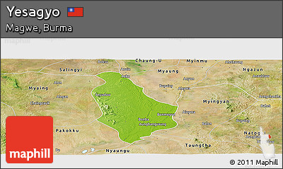 Physical Panoramic Map of Yesagyo, satellite outside