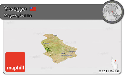 Satellite Panoramic Map of Yesagyo, cropped outside