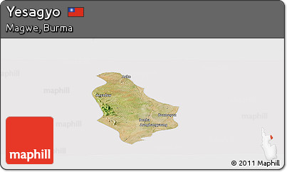 Satellite Panoramic Map of Yesagyo, cropped outside