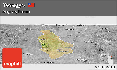 Satellite Panoramic Map of Yesagyo, desaturated