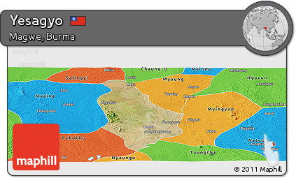 Satellite Panoramic Map of Yesagyo, political outside