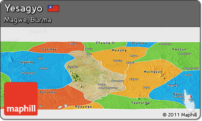 Satellite Panoramic Map of Yesagyo, political outside