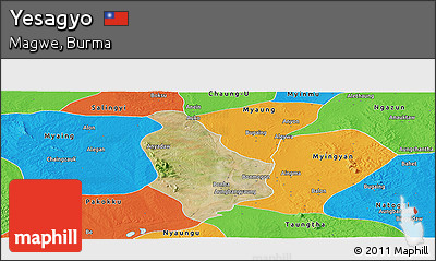 Satellite Panoramic Map of Yesagyo, political outside