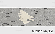 Shaded Relief Panoramic Map of Yesagyo, darken, semi-desaturated