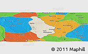 Shaded Relief Panoramic Map of Yesagyo, political outside