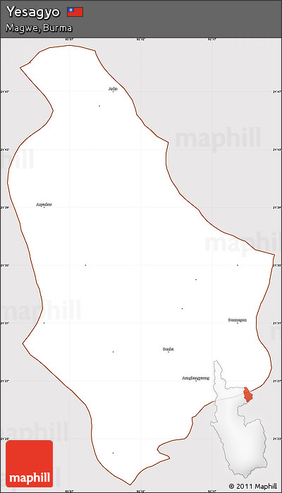 Classic Style Simple Map of Yesagyo, cropped outside