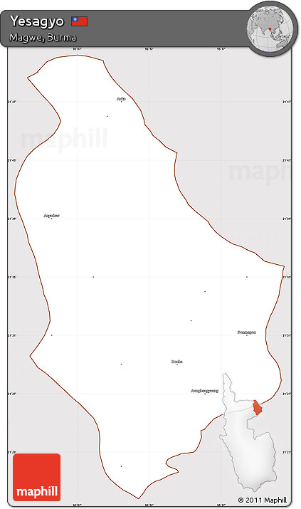 Classic Style Simple Map of Yesagyo, cropped outside