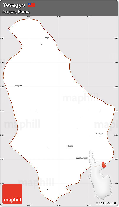 Classic Style Simple Map of Yesagyo, cropped outside