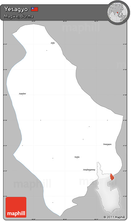 Gray Simple Map of Yesagyo, single color outside