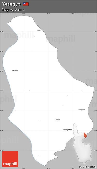 Gray Simple Map of Yesagyo, single color outside