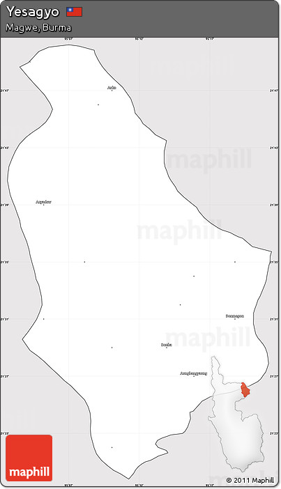 Silver Style Simple Map of Yesagyo, cropped outside