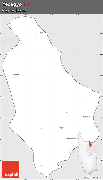 Silver Style Simple Map of Yesagyo, cropped outside