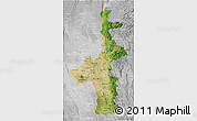 Satellite 3D Map of Mandalay, lighten, desaturated
