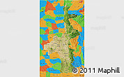 Satellite 3D Map of Mandalay, political outside
