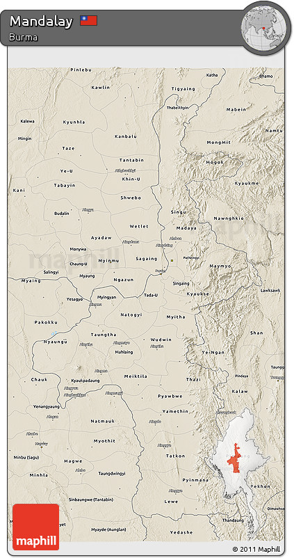 Shaded Relief 3D Map of Mandalay