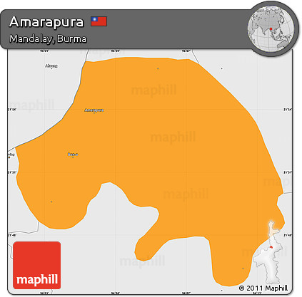 Political Simple Map of Amarapura, single color outside, borders and labels