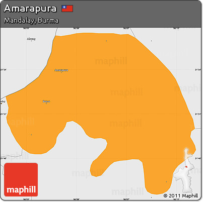 Political Simple Map of Amarapura, single color outside, borders and labels