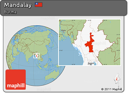 Savanna Style Location Map of Mandalay, highlighted country