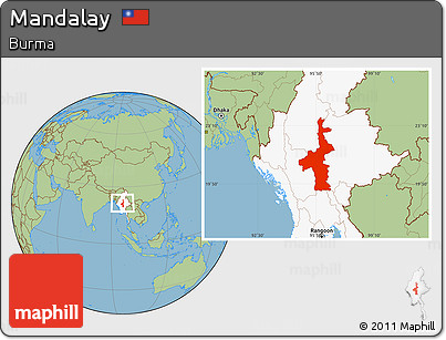 Savanna Style Location Map of Mandalay, highlighted country