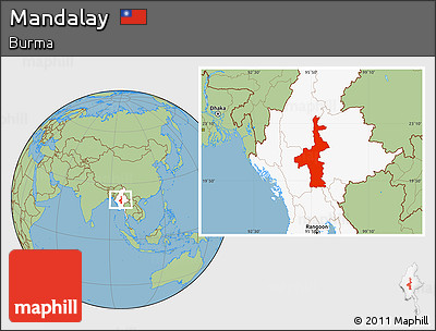 Savanna Style Location Map of Mandalay, highlighted country