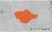 Political 3D Map of Meiktila, lighten, desaturated