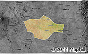 Satellite 3D Map of Meiktila, darken, desaturated
