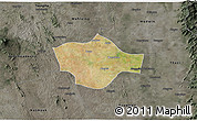 Satellite 3D Map of Meiktila, darken, semi-desaturated