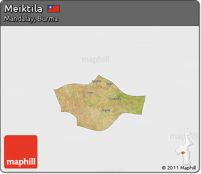 Satellite 3D Map of Meiktila, single color outside