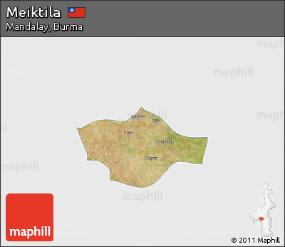 Satellite 3D Map of Meiktila, single color outside