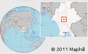 Gray Location Map of Meiktila, highlighted country