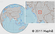 Gray Location Map of Meiktila, hill shading