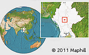 Satellite Location Map of Meiktila, highlighted country
