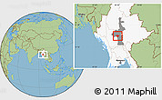 Savanna Style Location Map of Meiktila, highlighted country, highlighted parent region