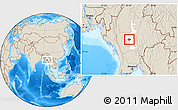 Shaded Relief Location Map of Meiktila, highlighted parent region
