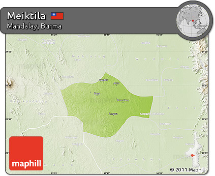 Physical Map of Meiktila, lighten