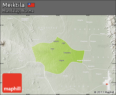 Physical Map of Meiktila, lighten, semi-desaturated