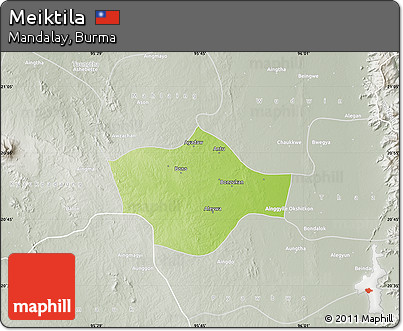 Physical Map of Meiktila, lighten, semi-desaturated
