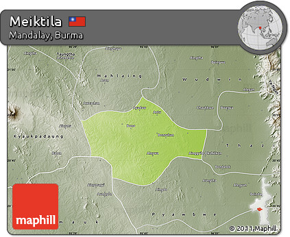 Physical Map of Meiktila, semi-desaturated