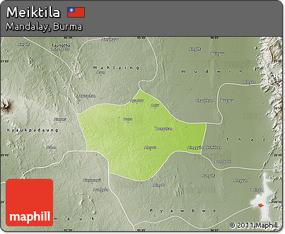 Physical Map of Meiktila, semi-desaturated