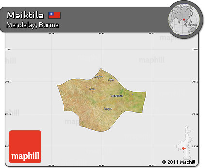 Satellite Map of Meiktila, single color outside